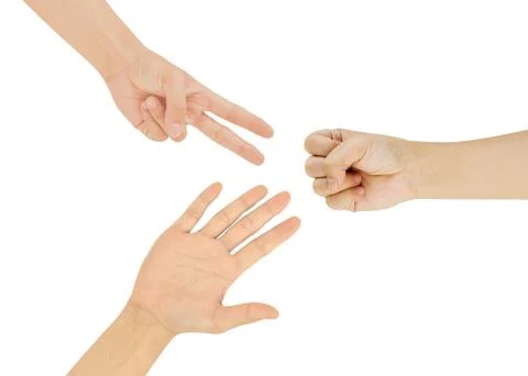 Rock paper scissors finger isolate on white Stock Photos
