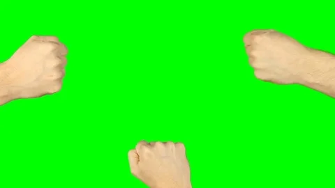 Rock paper scissors hand game. Three hands top view. Green screen chroma key Stock Footage 75820570