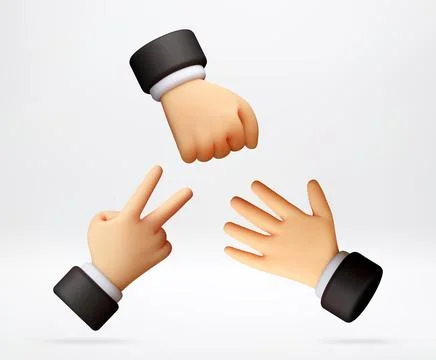 Rock paper scissors hand gestures in 3d style 스톡 일러스트