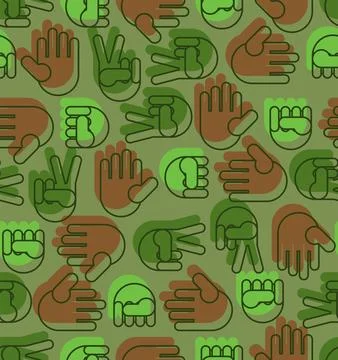 Rock, paper, scissors Military pattern seamless. Hand fist game army backgr.. イラスト素材