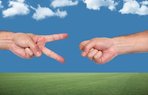 Rock, paper, scissors Stock Photos
