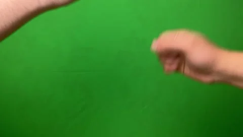 Rock paper scissors playing man hands on chromakey. Clip. 動画素材 235289360