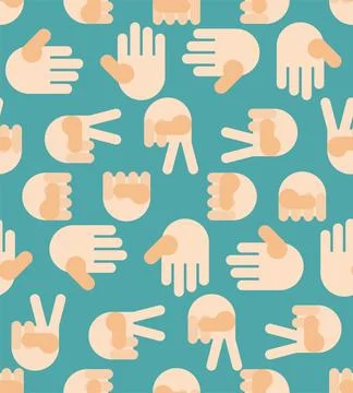 Rock, paper, scissors sign pattern seamless. Hand fist game sign background.. イラスト素材