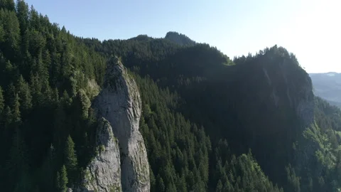Rock Peak. Mountain Range. A Green Plateau, Sheltered From Drought. Stock Footage 266789298