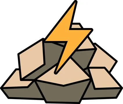 A rock pile with a lightning bolt on top 스톡 일러스트