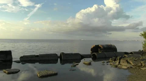 Rock pilings in Tampa Bay Stock Footage 12114792