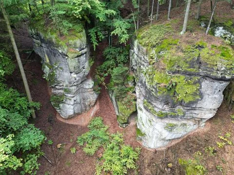 Rock pillars in the forest Stock-Fotos