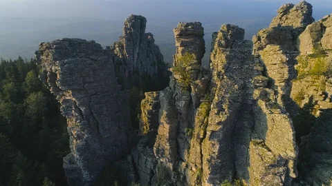 Rock pillars of the Ural mountains. Video stock 116307685