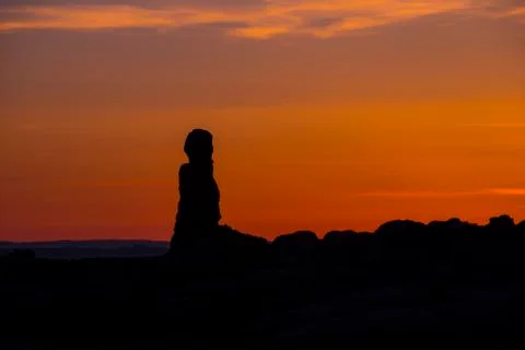 Rock pinnacles after sunset moab utah Stock Photos