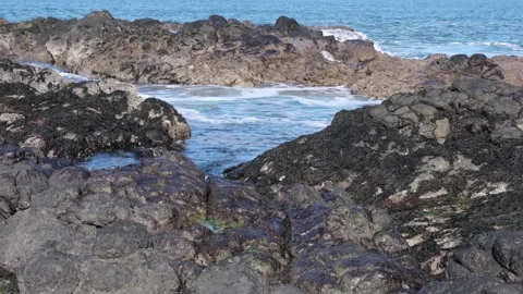 Rock pool clean Atlantic Ocean waves Portballintrae Stock-Footage 304991736