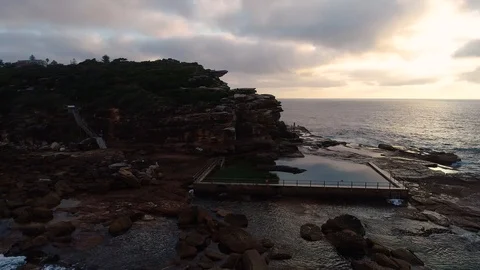 Rock pool at North Curl Curl, Sydney, Australia Stock Footage 122288513