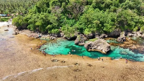 Rock Pools Siargao Philippines Drone Aerial, Natural Tidal Pools Vidéo 338042382