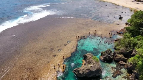 Rock Pools Siargao Philippines Drone Aerial, Natural Tidal Pools Vidéo 338042413
