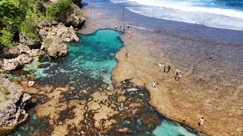 Rock Pools Siargao Philippines Drone Aerial, Natural Tidal Pools Vidéo 338042449