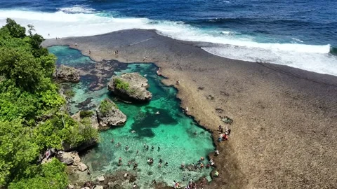 Rock Pools Siargao Philippines Drone Aerial, Natural Tidal Pools Vidéo 338042450
