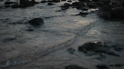 Rock pools waves crashing in slow motion Stock Footage 196266472