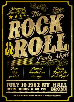 Rock poster design style Stock Illustration