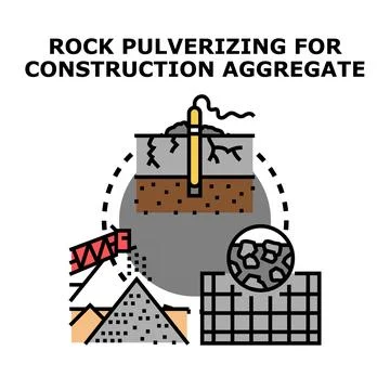 Rock pulverizing process for construction aggregate production Stock Illustration