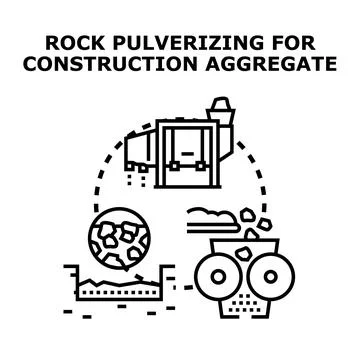 Rock pulverizing process for construction aggregate production Stock Illustration