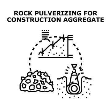 Rock pulverizing process for construction aggregate production Stock Illustration