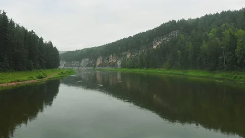 Rock on the river Chusovaya Stock Footage 113178273
