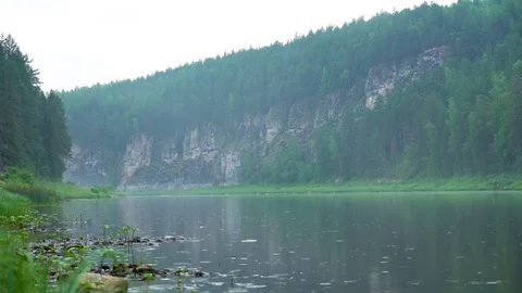 Rock on the river Chusovaya Stock Footage 113178676