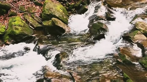 Rock river flowing water Stock Footage 218441314