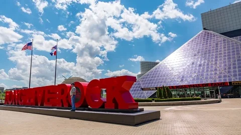 The Rock & Roll Hall of Fame, Cleveland Ohio - Timelapse 4K Stock Footage