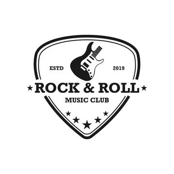 Rock &amp; Roll retro logo vector Stock Illustration