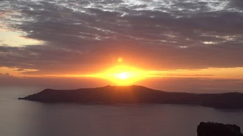 Rock Santorini Sunset Stock Footage 117840647