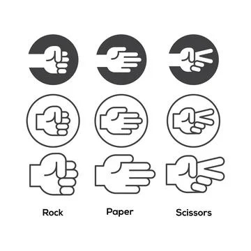 Rock, scissors, paper hand gesture. Vector icon Stock Illustration