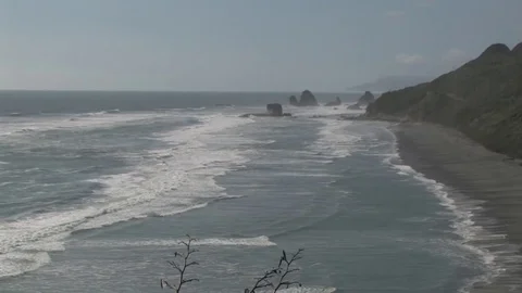 Rock in Sea. Beach Stock Footage 77113219