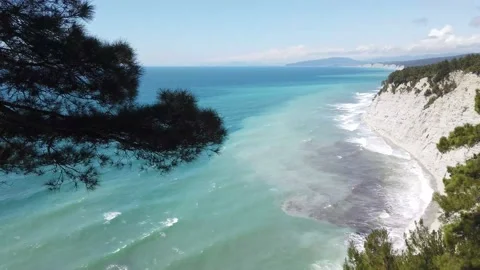 Rock sea summer rocks waves blue abyss Stock Footage 149183918