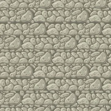 Rock seamless pattern, stone and pebble texture. Cartoon wall construction fo Stock Illustration