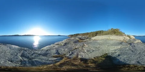 Rock Shore Ocean View - 360 VR Stock Footage 101478436
