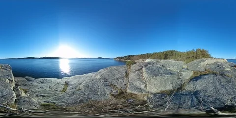 Rock Shore Ocean View, West Coast of Sweden - 360 VR Stock Footage 101478491
