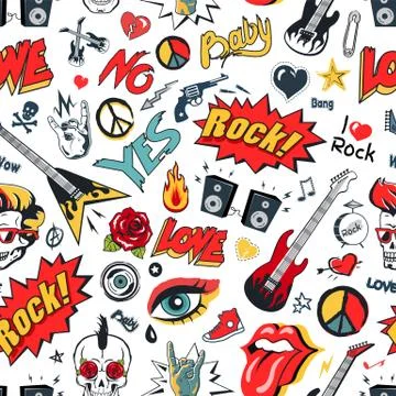 Rock Sing on Seamless Pattern Vector Illustration Stock Illustration