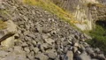 Rock slides and stones scattered over hills, risk of mudflow, geology science 4k or 4k+ Resolution