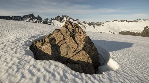 Rock in the snow Stock Footage 87805457