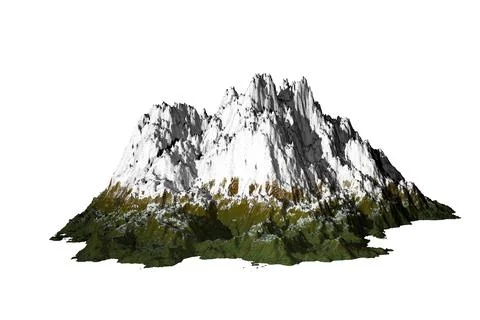 Rock snow vortex green ground isolated white background 3d rendering Stock Illustration