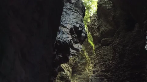 Rock split Dolomites canyon Stock Footage 63365340