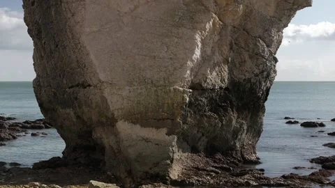 Rock stack, Freshwater Bay, Isle of Wight, tilt view bottom to top Stock Footage 238601071