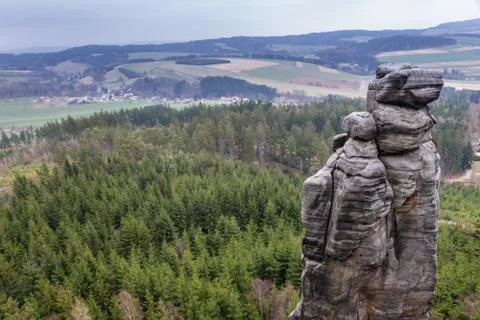 Rock stack in Mount Ostas reserve in Table Mountains, Czech Republic Foto stock