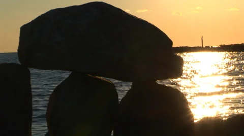 Rock Stack Riverbank Stock Footage 33130426