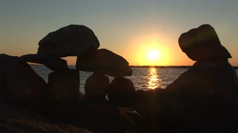 Rock Stack Riverbank Stock Footage 33130428