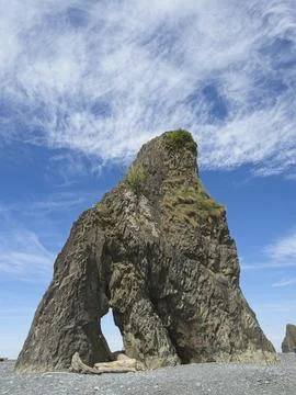 Rock stack at Ruby Beach in Washington. Stock Photos