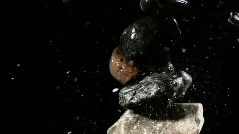 Rock Stack Smashed Slow Motion Stock Footage 71748200