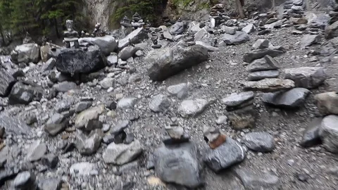 Rock stacking ravine Stock Footage 112365829