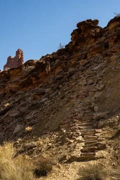 Rock Staircase Climbs Up Syncline Loop Trail Fotos Stock