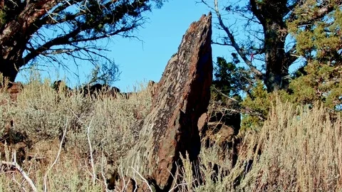 Rock standing on end in desert Kiger Lookout Diamond Steens Mountain Near Stock Footage 81861522